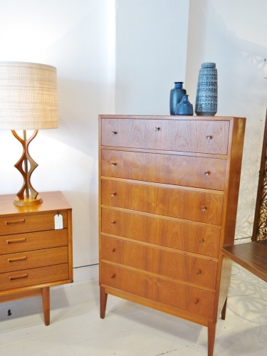 Very tall chest of drawers in teak - Danish - fully restored