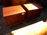 Pair Side Cabinets in American Walnut with &#39;Sitting Cat&#39; handle feature, Fully Restored 560L x 430D x 600H