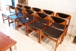 Danish set of 10 Oak Dining Chairs
Fully restored
Leather seat & back
circa: 1960