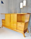 Elegantly designed credenza circa 1940-50 
Beautifull fiddle-back grained Queensland Maple
This one sold , another  available awaiting restoration.