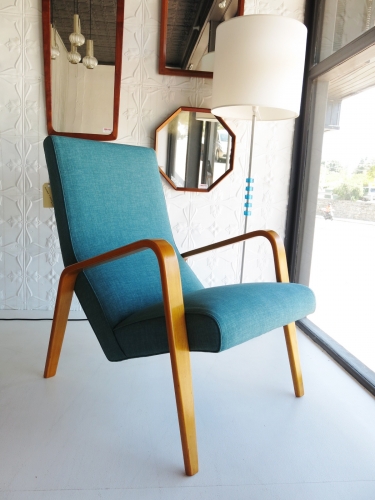 American Mid Century armchair with laminated wood arms