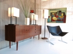 English sideboard with incredible Rosewood hand painted finish
Floor lamp and two table lamps by David Foulkes-Taylor 
Jarrah,acrylic , black painted square section metal.
circa 1960 -in excellent vintage condition