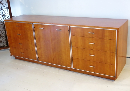 American Mid Century Maple sideboard with metal trim