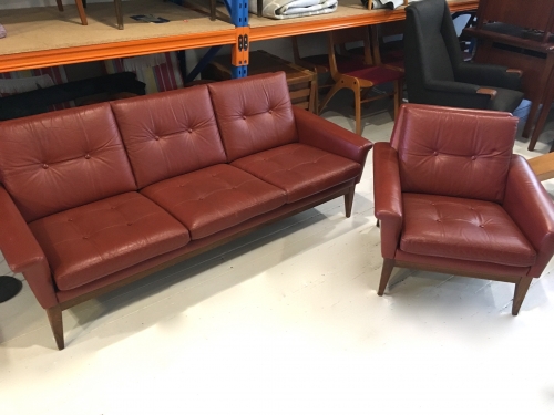 Danish mid century leather lounge suite