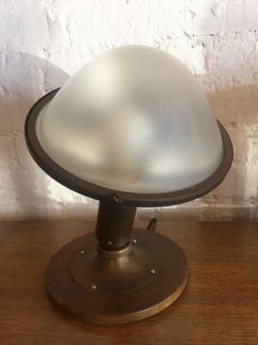 Vintage Industrial Brass & frosted glass table lamp