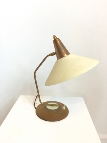 1960s Brass Copper and timber table lamp