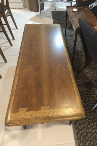 American 'Lane' Coffee Table.  Elm and Walnut.  Fully restored.
